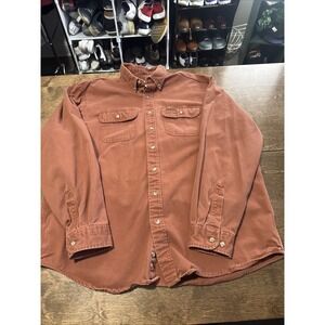 Carhartt Shirt Mens XL Tall Maroon Long Sleeve Relaxed Fit Button Down Workwear